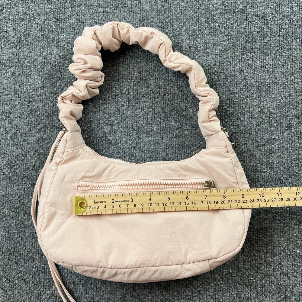 Westbronco Blush Pink Quilted‎ Mini Hobo Bag Scrunch Handle Adjustable Strap